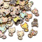 100pcs 2-hole Wooden Cat Shape Buttons Kittens Button For Diy