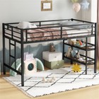 Twin Size Metal Loft Bed W storage Shelfes   Easy Climbing Ladder For Kids black