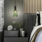 Pendant Light Black Lamp Holder And Glass Striped Light Shade Modern Pendant    