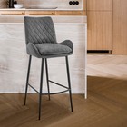 30  Bar Height Bar Stool In Charcoal Fabric And Black Finish
