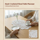 Oval Crochet Doily Floral Pattern Placemat Handmade For Tea Time  Dining Room