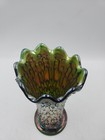 Fenton  Green Carnival Glass Vase April Showers Vase 7 5 No Chips cracks