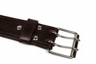 Genuine Leather Two Row Double Row Prong Holes Casual Brown Belt Size M   L   Xl