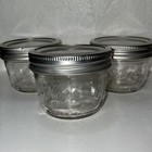 Kerr Fruit  Jam   Jelly Jars  8oz Lot Of 3 Canning Jars 1 2 Pint-suretight Lids