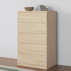 Contemporary 5-drawer Chest In Light Brown Ash Finish By