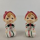 Lefton Elf Pixie Trio Candy Cane Xmas Ornament Figurine Miniature Kneel 3    Korea