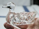 Vintage Mcm  L e  Smith Glass Co  Clear Duck Figurine Personal Use Ashtray