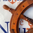 18  Wooden Ship Wheel With Brass Center  Wood Nautical Wall Decor  Steering Helm