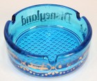 Vintage 70 s Disneyland Hotel Blue Glass Ashtray Gold Graphics     Rare
