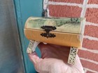 Petite Antique Victorian Footed Cylinder Celluloid Dresser Jewelry Box As Is
