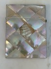 Antique Engraved Mother Of Pearl Card Case With Abalone Banding