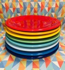 New Fiesta Rainbow 8 Lunch Plates Bright Mixed Set 9    Fiestaware Free Shipping 