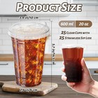 20 Oz Clear Plastic Cups With Strawless Sip Lids     25 Sets Disposable Cups