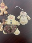 Set Of 5 Gingerbread Cookie Christmas Ornaments Vtg  4 Stuffed And 1 Wooden