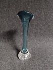 Vintage Mcm Opal Blue Art Glass Bud Vase Controlled Bubbles