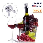 4   Stainless Steel Reusable Vacuum Sealed Champagne Red Wine Bottle Stopper Cap