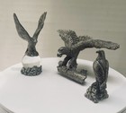 Vintage Pewter Eagle Figurine Lot Of 3 - Comstock  Hudson Bee Mark  Mwfp 1994
