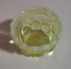 Mosser Opalescent Vaseline Yellow Eye Winker Salt Cellar rare Find glows 