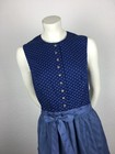Vintage Dirndl  l 42 44  Blue Patterned With Matching Apron - Hasegg