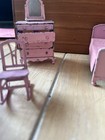 Vintage Metal Tootsie Toy Pink Bedroom Set Furniture Doll House Dollhouse Lot