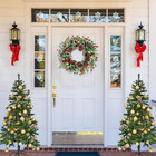 Sggvecsy 22 Inch Artificial Christmas Wreath For Front Door Xmas Red Berry Wreat