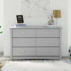 Crescent 6 Drawer Nursery Double Dresser  Pebble Gray