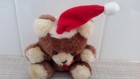 Vintage Russ Berrie Miniature Mini Teddy Bear 4    Plush With Santa Hat Euc