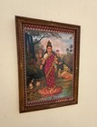 Goddess Lakshmi Photo  Laxmi Mata Cloth Handmade Art Work Photo Frame - 16 X 22 