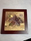 Vintage Wood 4 Framed  Grapes Tile Trivets Wall Decor Signed By Danhui Nai