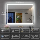 28 36in Led Bathroom Mirror Wall Vanity Mirror Dimmable Anti-fog Tempered Glass