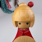 Vintage Japanese Creative Kokeshi Doll  Unsigned Lrg Sleeve Red Kimono   Shield