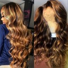 Women Middle Part Long Body Wave Baby Hair Lace Front Synthetic Wig Daily Wear
