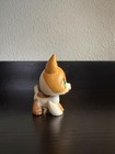 Hasbro Littlest Pet Shop Brown   White Dog Figure With Green Eyes