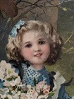 Vtg antique Victorian Flue Cover 9-1 2 d With Young Girls Playing   Cat Chickens