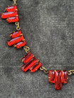 Vtg 1930s Art Deco Czec Red Vauxhall Glass Rivi  re Necklace