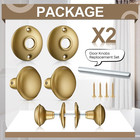 2 Sets Interior Door Knob Set With Spindle  Round Rosettes  Old Style Door Knob