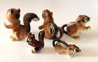 Vtg Lot 5 Bone China Miniature Squirrel Chipmunk Big Eye Family Figurines Japan