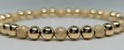 14k Yellow Gold Filled Stardust Round Beaded Stacking 5mm Stretch Bracelet 