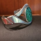 Vintage Taxco Chrysocolla Sterling Silver 925 Cuff Bracelet  Signed  Modernist