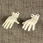 White Cast Iron Hand Set  Oddities Decor  Wall Hanging Hooks