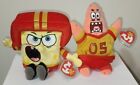 Ty Beanie Baby Set Spongebob Qb  squarepants    Football Star  patrick  8  Mwmts