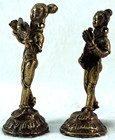 Pair Of Brass Indian Hindu Deity Goddess Musicians Hand Crafted Figurines