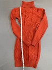 Women s Turtleneck Knit Sweater Dress Ribbed Bodycon Long Sleeve Dress Sm Red