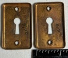 Pair Of Vintage Old Brass Escutcheons Keyhole Key Hole Cover Plates