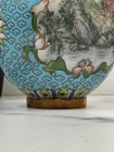 Vintage Chinese Cloisonne Enamel Vase Turquoise Floral Landscape 6    Read