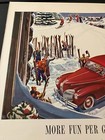 Red 1941 Lincoln Zephyr V-12 Ski Trip - Vintage Illustrated Print Ad   Wall Art