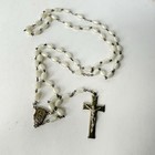 Vintage Opalescent Acrylic Beaded Silvertone Crucifix  Cross Rosary