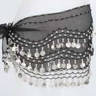 12 Color Chiffon Belly Dance Hip Scarf Wrap Belt Skirt Silver Coins Costume Us