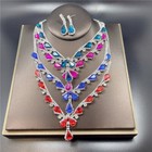 Silver Plated Romantic Necklace   Earrings Black Rhinestone Sets