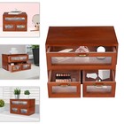 Vintage Desk Organizer Tabletop Storage Organization Box W  3 Drawers For Office